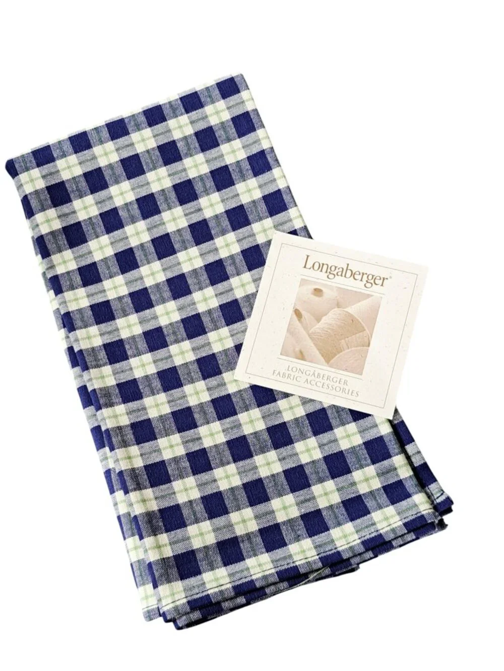 Longaberger Set Of 2 Blue Ribbon Plaid Fabric Napkins